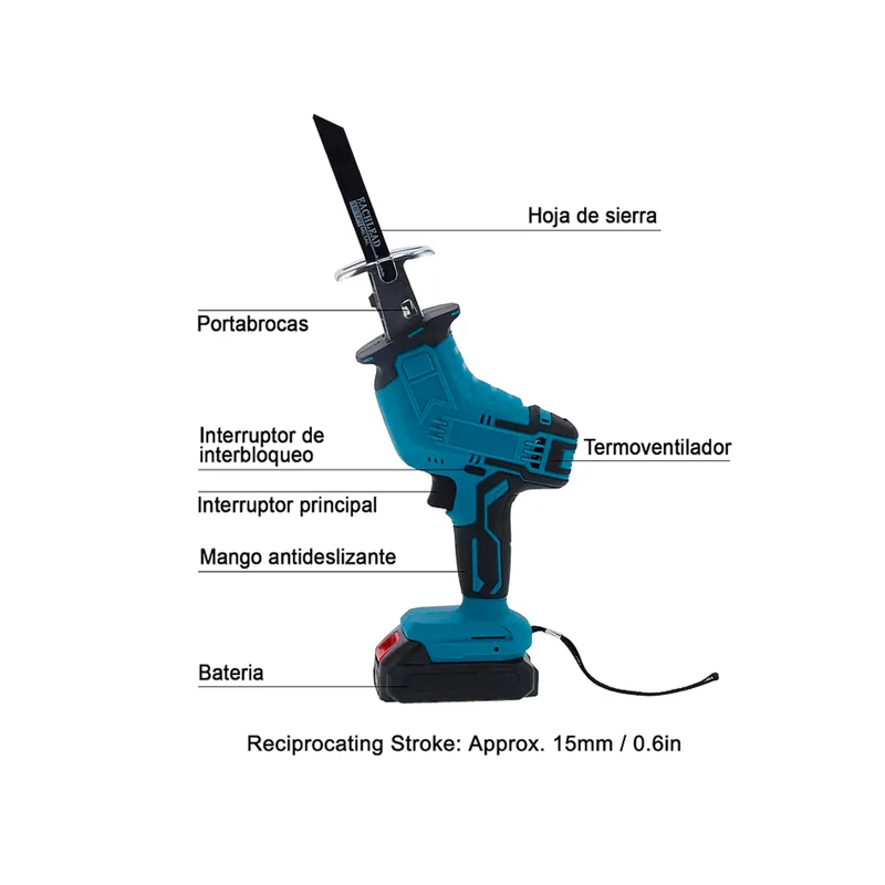 SIERRA SABLE RECIPROCA INALAMBRICA PARA MADERA LEÑA CLAVOS - 3