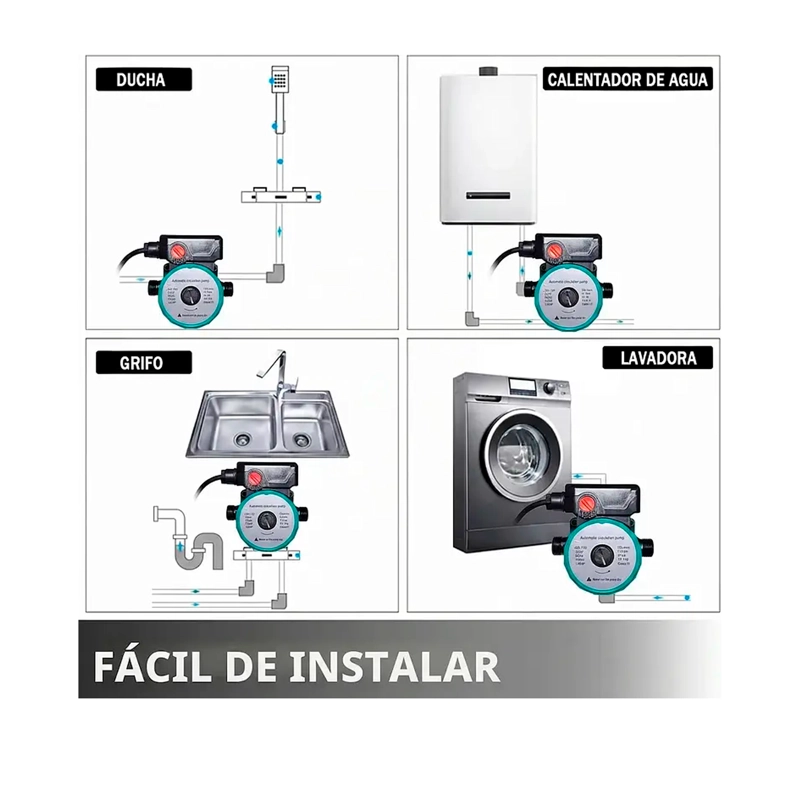 BOMBA DE AGUA PRESURIZADORA CALEFON AUMENTA PRESION 100W - 3