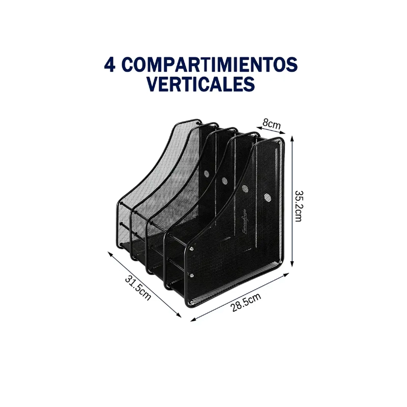ORGANIZADOR DE OFICINA ESCRITORIO VERTICAL 4 DIVISIONES - 3