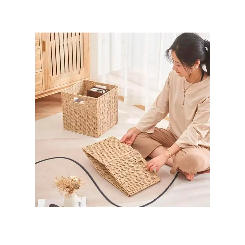 DISEÑO ECOLOGICO Y ELEGANTE: HECHA DE MIMBRE DE IMITACION RESISTENTE EN TONOS CALIDOS Y NATURALES, E - 2