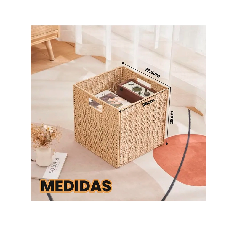 DISEÑO ECOLOGICO Y ELEGANTE: HECHA DE MIMBRE DE IMITACION RESISTENTE EN TONOS CALIDOS Y NATURALES, E - 3