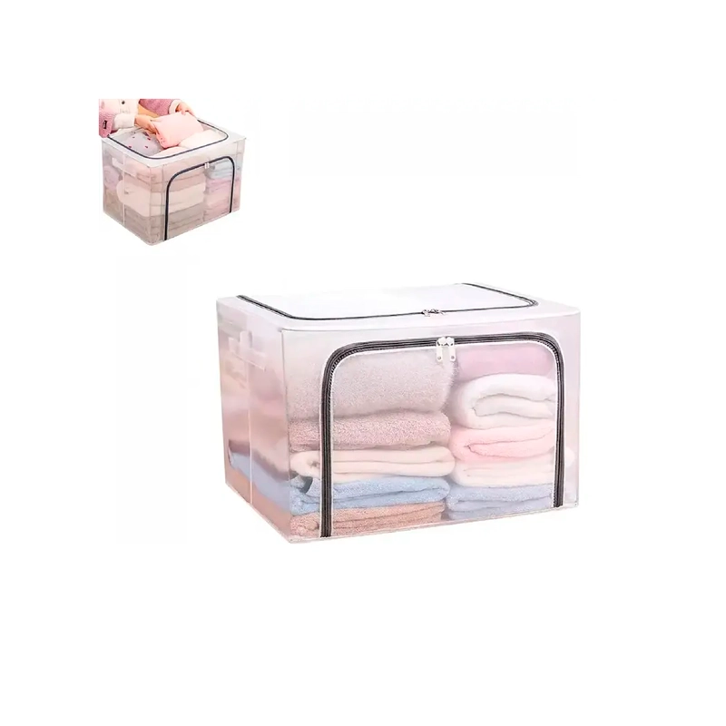 ORGANIZADORA CAJA PARA ROPA TRANSPARENTE SOPORTE DE METAL - 1