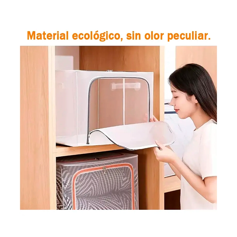 ORGANIZADORA CAJA PARA ROPA TRANSPARENTE SOPORTE DE METAL - 3