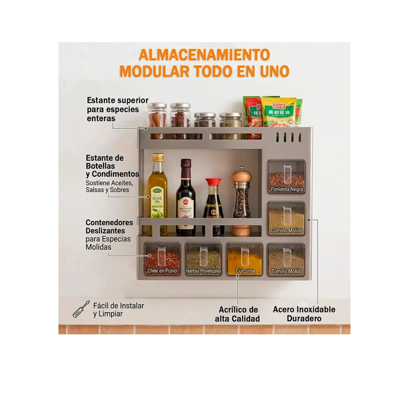 ORGANIZADOR DE COCINA ESPECIAS CONDIMENTERO MODULAR FLOTANTE - 2
