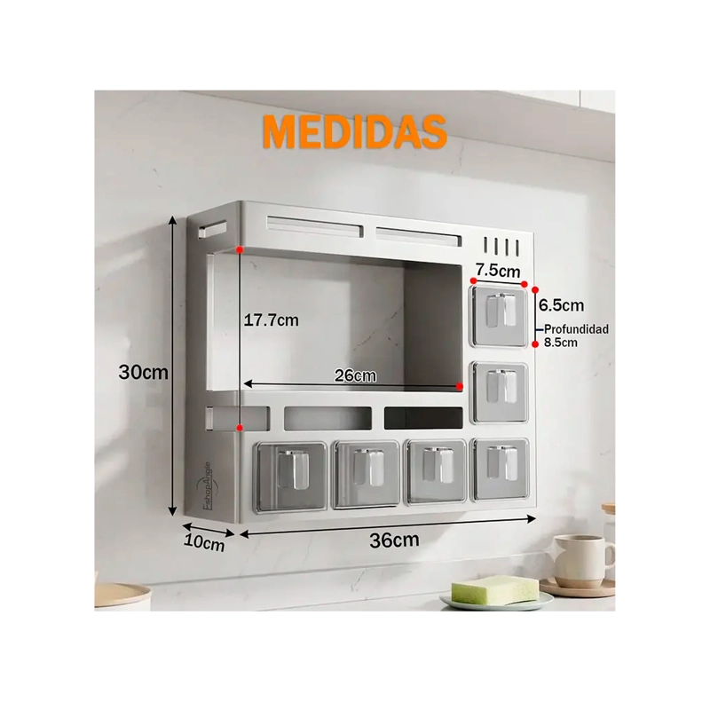 ORGANIZADOR DE COCINA ESPECIAS CONDIMENTERO MODULAR FLOTANTE - 4