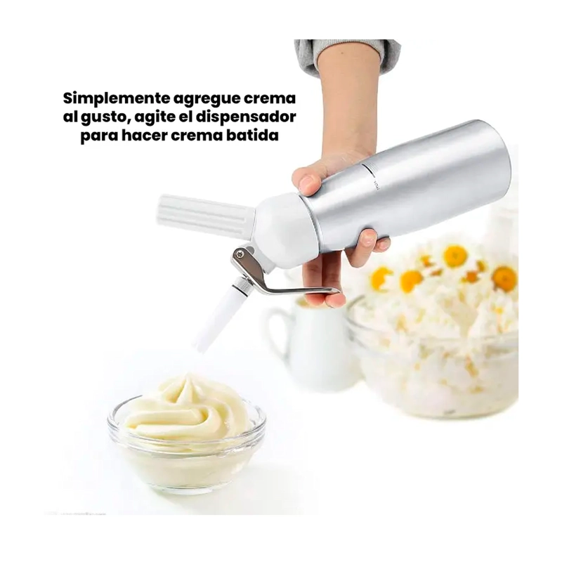 DISPENSADOR DE CREMA BATIDA PARA COCINA 500 ML CON BOQUILLAS - 3