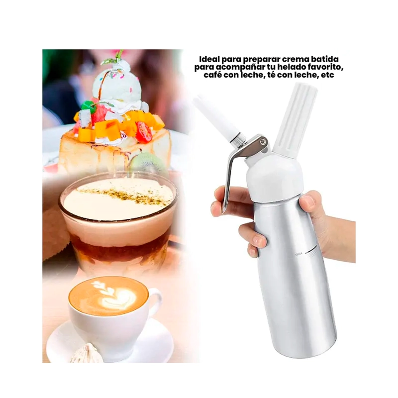 DISPENSADOR DE CREMA BATIDA PARA COCINA 500 ML CON BOQUILLAS - 4
