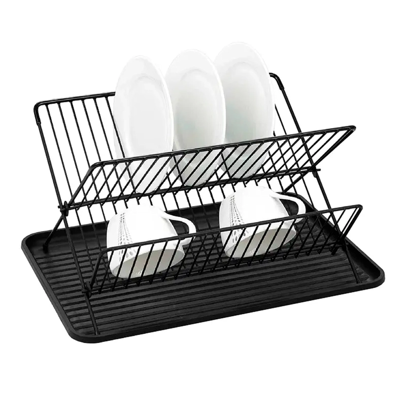 SECAPLATOS METALICO PLEGABLE 2 NIVELES CON BANDEJA - 1