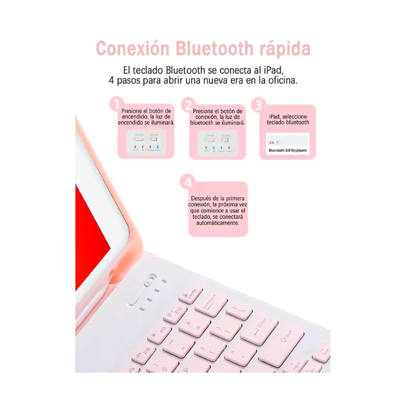 FUNDA CON TECLADO BLUETOOTH PARA IPAD 10 2 Y 10 5 PULGADAS - 3