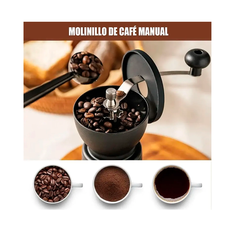 MOLINILLO MOLEDOR DE GRANOS DE CAF Y SEMILLAS MANUAL - 2