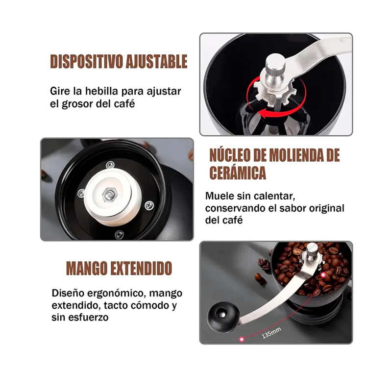 MOLINILLO MOLEDOR DE GRANOS DE CAF Y SEMILLAS MANUAL - 4