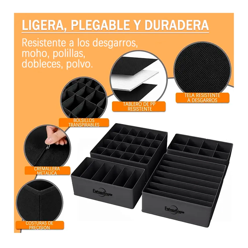 SET DE ORGANIZADORES DE CAJONES ROPA INTERIOR PLEGABLE X4 - 2