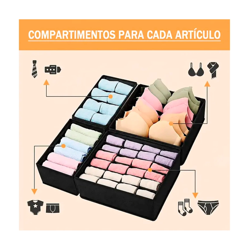 SET DE ORGANIZADORES DE CAJONES ROPA INTERIOR PLEGABLE X4 - 3