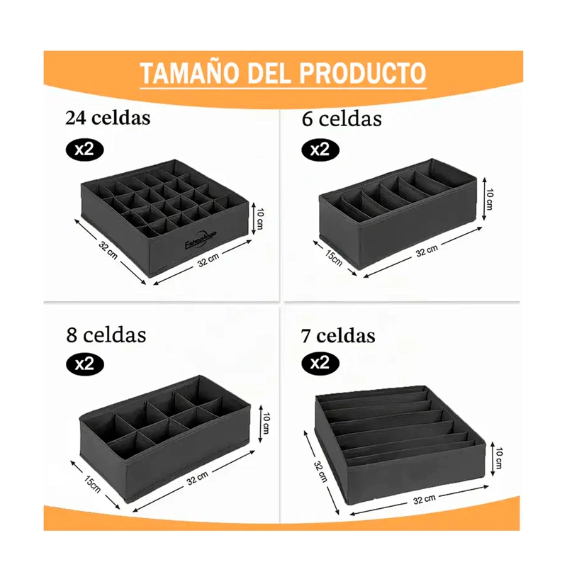 SET DE ORGANIZADORES DE CAJONES ROPA INTERIOR PLEGABLE X4 - 4