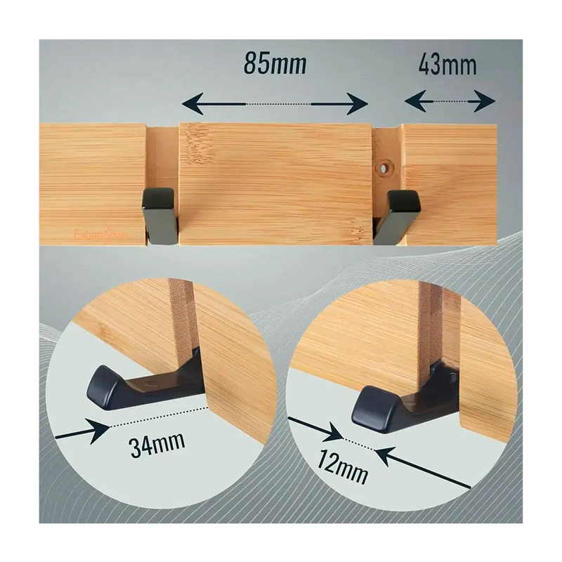 PERCHERO DE PARED MADERA BAMBU 5 GANCHOS PLEGABLES RETRACTIL AGREGAR A FAVORITOS - 3