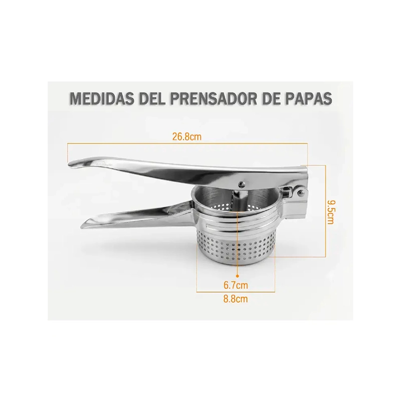PRENSA PAPA ACERO INOXIDABLE MOLEDOR PUR Y VERDURAS MANUAL - 5