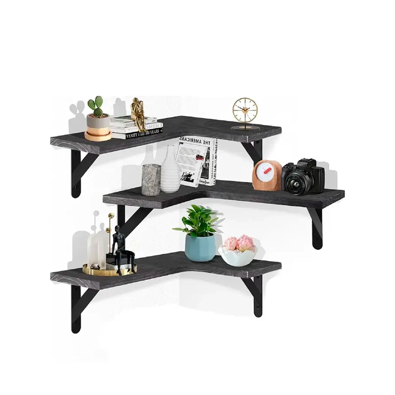 SET 3 REPISAS FLOTANTES ESQUINERAS DE MADERA DISE O NORDICO - 1