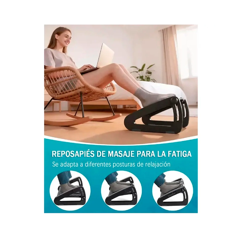 REPOSAPIES ERGONOMICO AJUSTABLE 6 NIVELES RODILLOS MASAJES - 3