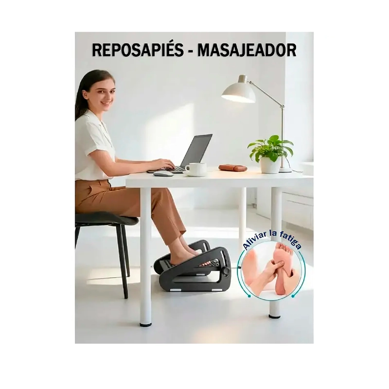 REPOSAPIES ERGONOMICO AJUSTABLE 6 NIVELES RODILLOS MASAJES - 4