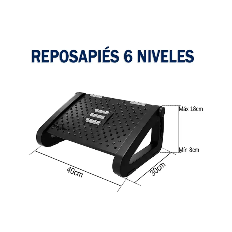 REPOSAPIES ERGONOMICO AJUSTABLE 6 NIVELES RODILLOS MASAJES - 5
