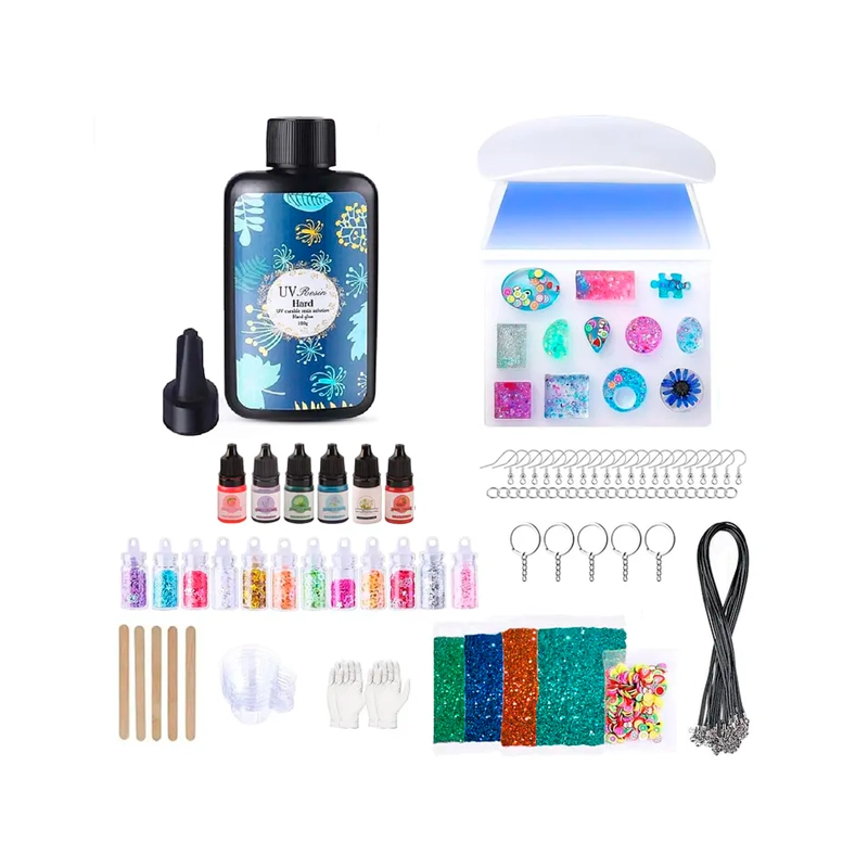 KIT RESINA UV 104 PCS JOYAS BISUTERIA LAMPARA ACCESORIOS - 1
