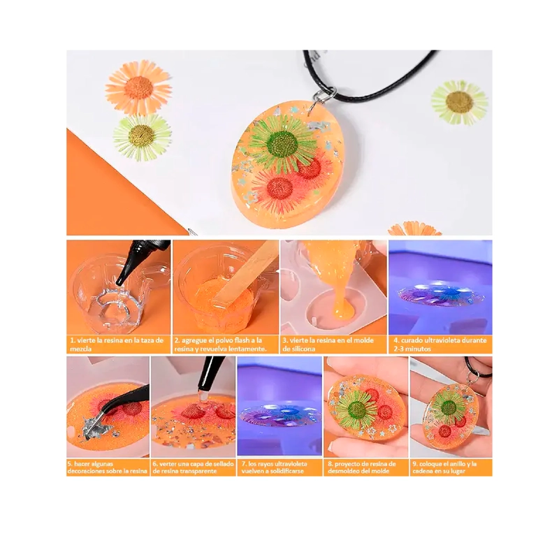 KIT RESINA UV 104 PCS JOYAS BISUTERIA LAMPARA ACCESORIOS - 5