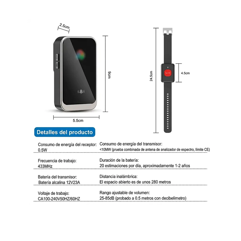 KIT ALARMA TERCERA EDAD PULSERA BOTON DE EMERGENCIA - 5