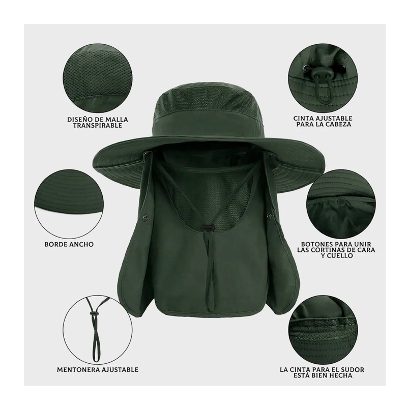 SOMBRERO PARA EL SOL CON PROTECCION PARA CUELLO Y CARA - 11