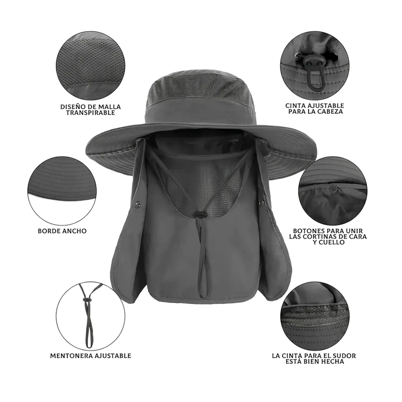 SOMBRERO PARA EL SOL CON PROTECCION PARA CUELLO Y CARA - 4