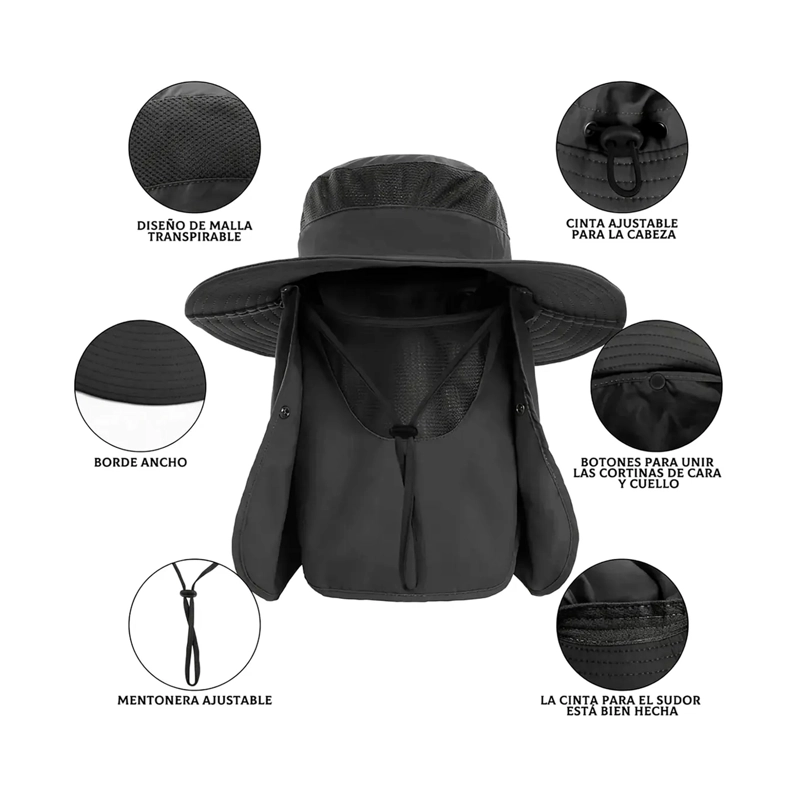 SOMBRERO PARA EL SOL CON PROTECCION PARA CUELLO Y CARA - 7