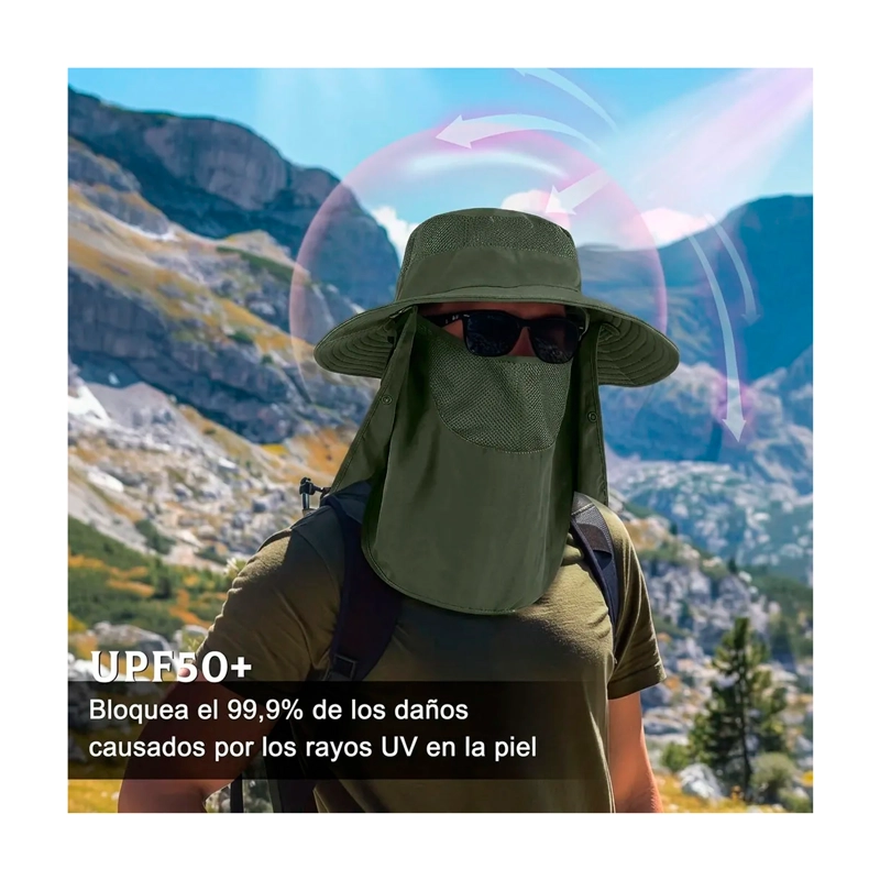 SOMBRERO PARA EL SOL CON PROTECCION PARA CUELLO Y CARA - 9