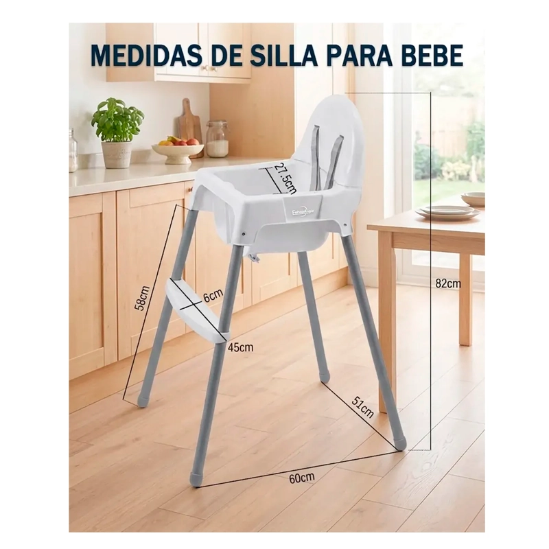 SILLA DE COMER BEBE PORTATIL BASICO CON ARNE S DE 3 PUNTOS - 5