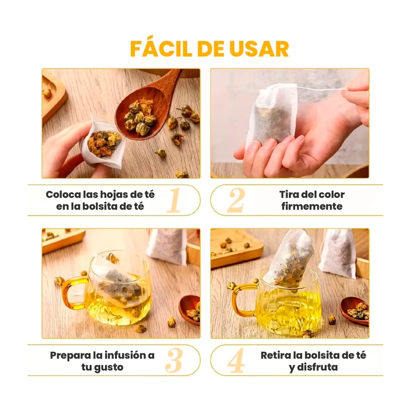 100 BOLSITAS BOLSAS TE  VACIAS INFUSION HIERBA TELA NO TEJIDA - 5