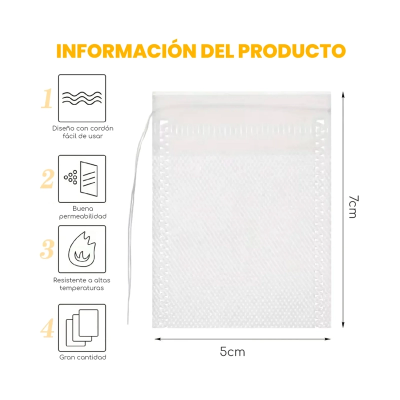 100 BOLSITAS BOLSAS TE  VACIAS INFUSION HIERBA TELA NO TEJIDA - 6