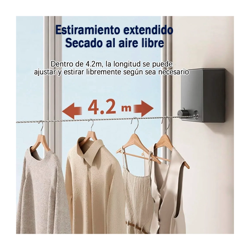 TENDEDERO RETRACTIL DE PARED COLGADOR PARA ROPA 4.2M - 5