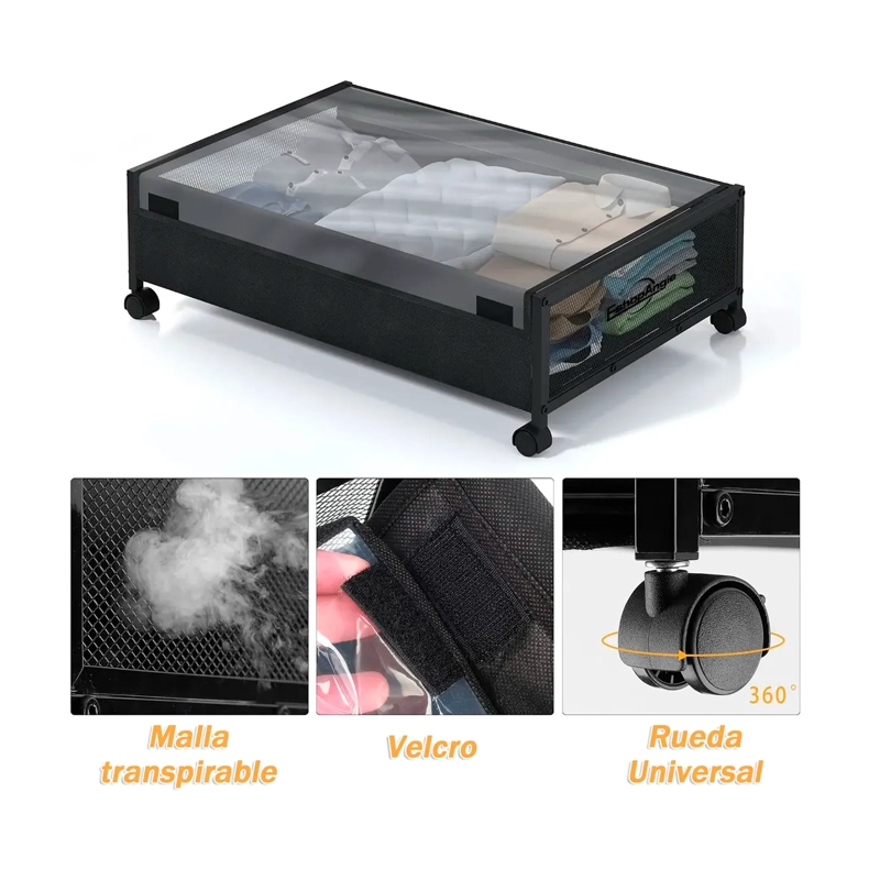 CAJA ORGANIZADORA DE ROPA BAJO LA CAMA CON RUEDAS Y TAPA - 4
