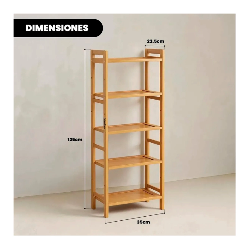 ORGANIZADOR ESTANTE DE BAMBU DE 5 NIVELES 35X23.5X125CM - 4