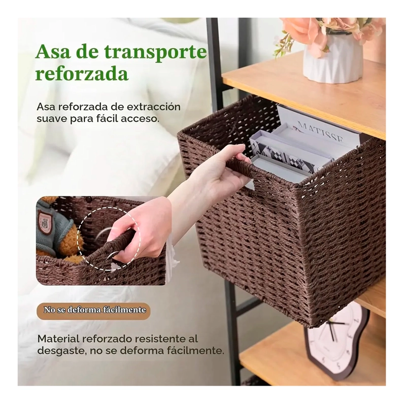 CANASTO ORGANIZADOR DE MIMBRE DE CUERDA DE PAPEL 32X32X32 - 2