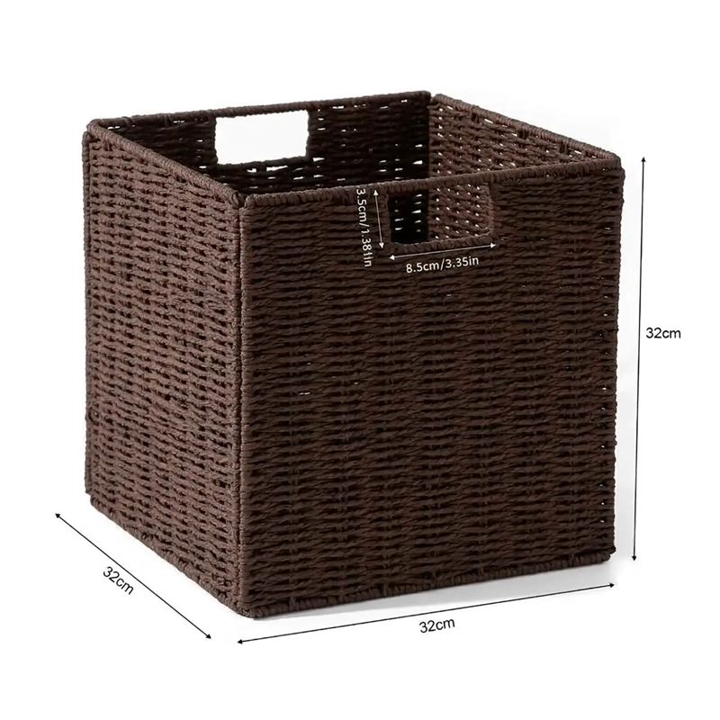 CANASTO ORGANIZADOR DE MIMBRE DE CUERDA DE PAPEL 32X32X32 - 7