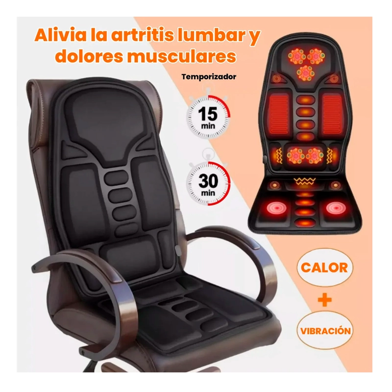ASIENTO MASAJEADOR COJIN MASAJE ESPALDA AUTO, CASA U OFICINA - 3