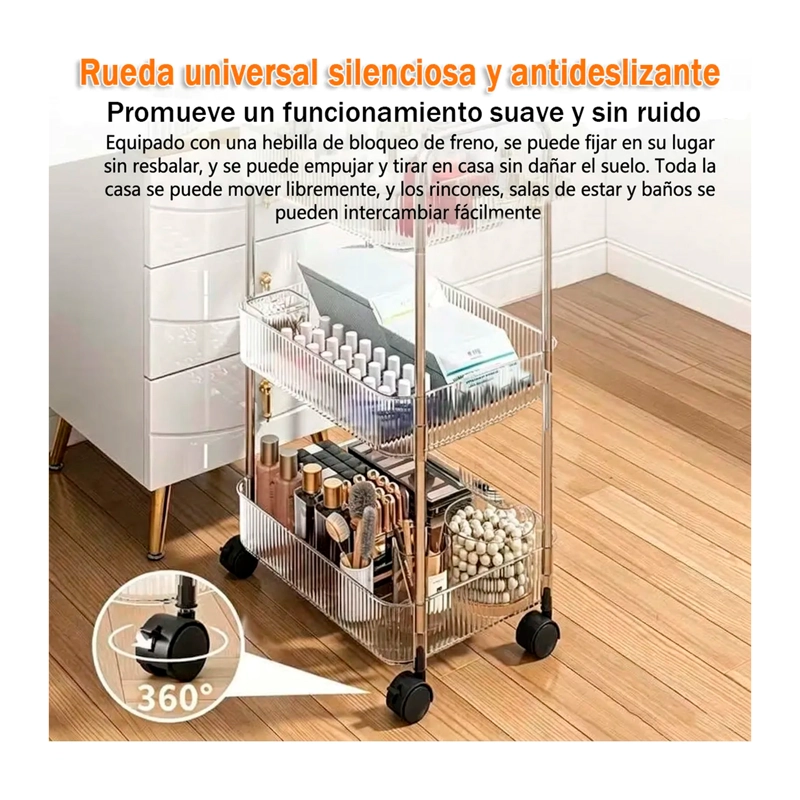 CARRITO ORGANIZADOR 4 NIVELES CON RUEDAS MULTIUSO ACRILICO - 5