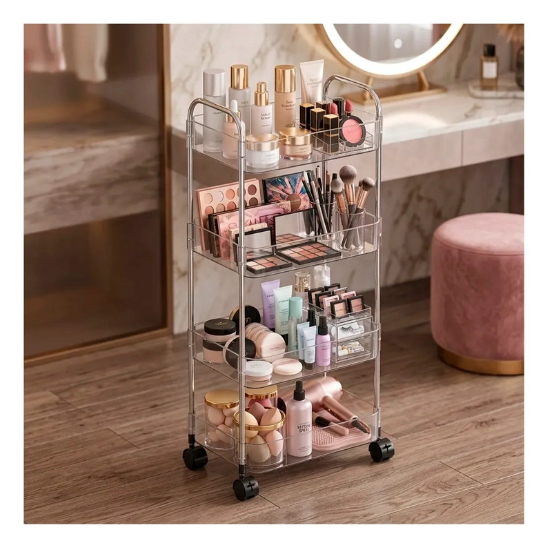 CARRITO ORGANIZADOR 4 NIVELES CON RUEDAS MULTIUSO ACRILICO - 8
