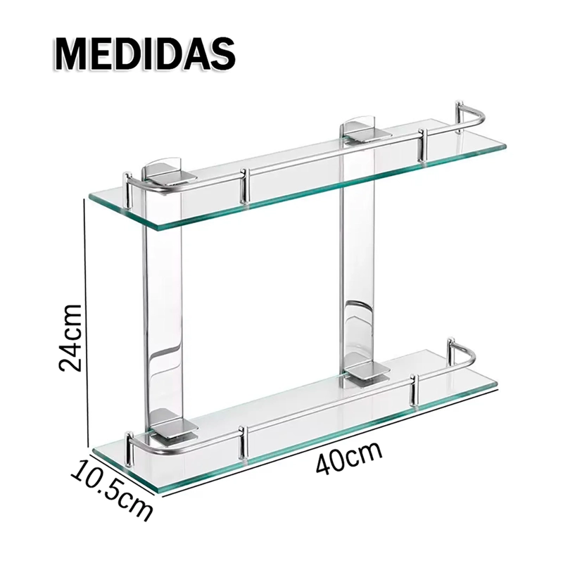 ORGANIZADOR REPISA DE BAÑO 2 NIVELES ESTANTE DE VIDRIO DUCHA - 6