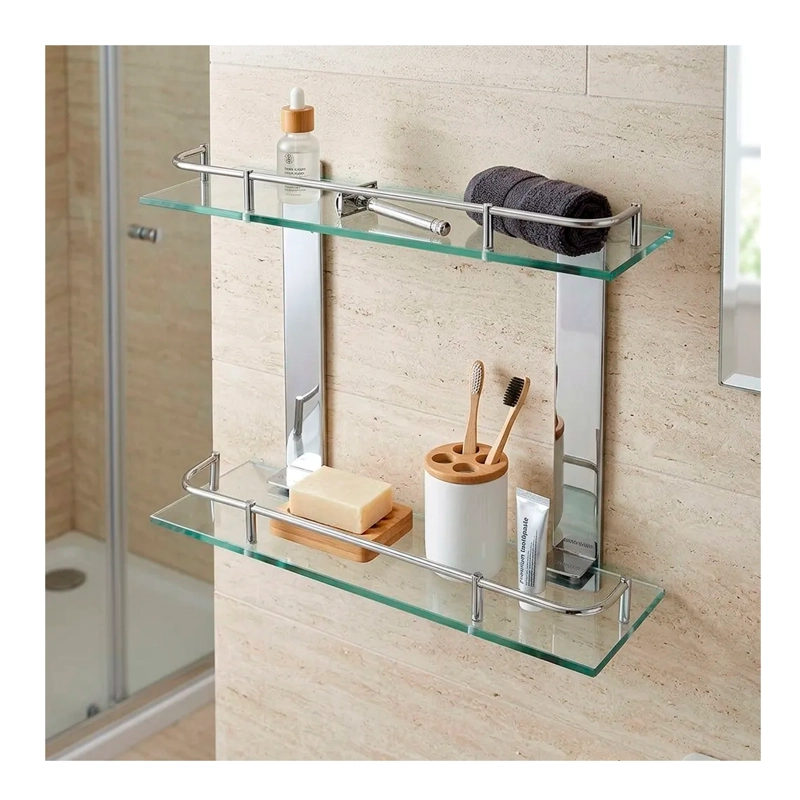 ORGANIZADOR REPISA DE BAÑO 2 NIVELES ESTANTE DE VIDRIO DUCHA - 7
