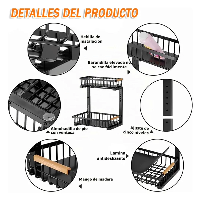 ESTANTE ORGANIZADOR MULTIUSO DE COCINA 2 NIVELES DESLIZABLE - 3