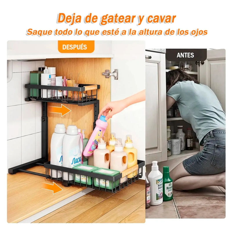 ESTANTE ORGANIZADOR MULTIUSO DE COCINA 2 NIVELES DESLIZABLE - 7