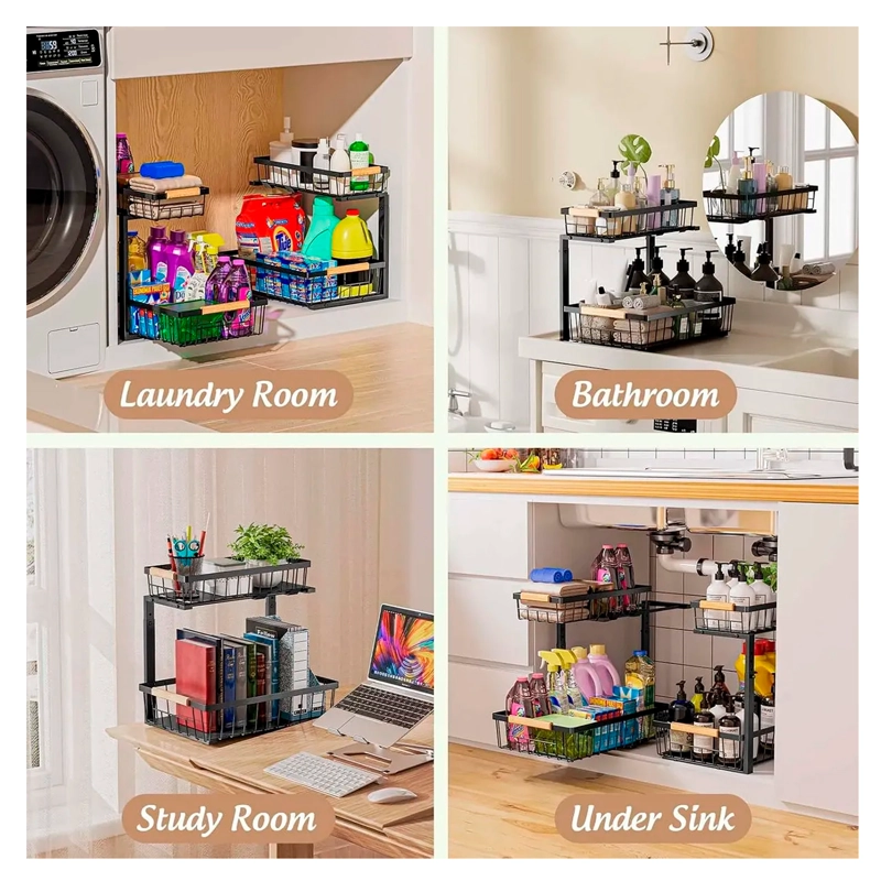ESTANTE ORGANIZADOR MULTIUSO DE COCINA 2 NIVELES DESLIZABLE - 8