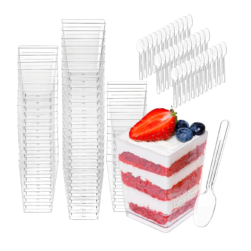 50 SET DE VASOS SHOT POSTRES POCILLOS VASOS PLASTICO 160ML - 1