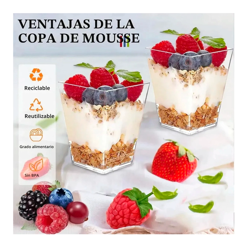 50 SET DE VASOS SHOT POSTRES POCILLOS VASOS PLASTICO 160ML - 2