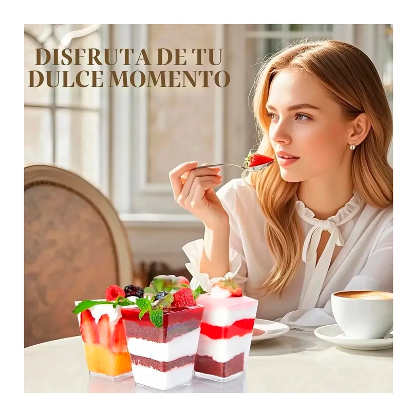 50 SET DE VASOS SHOT POSTRES POCILLOS VASOS PLASTICO 160ML - 3